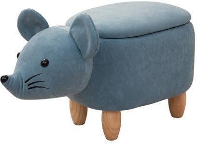 SVITA Tierhocker Stauraum Kinderhocker Sitzhocker Kinderzimmer Sitzbox Maus Blau