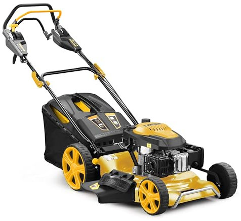 Nemura Tondeuse Thermique tractée 196cm3 - Fonction 4en1 - Coupe 53cm -7 Hauteurs de Coupe - avec Variateur de Vitesse - Réglez la Vitesse idéale - Easy Clean - Marque Francaise