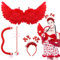 Amor Kostüm Accessoires, Flügel Engel, Cupid Pfeil und Bogen, Herz Stirnband, Amor Requisite Zubehör für Mädchen Frauen Karneval Valentinstag Party(Rot)
