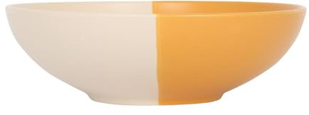 Nicola Spring Stoneware Pasta Bowl - 20.5cm - Mustard - Pack of 1 - Ceramic Two Tone Noodle Bowls Tableware Dishwasher & Microwave Safe Crockery for Dessert, Pasta, Soup, Cereal, Rice