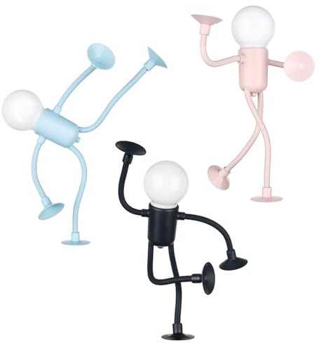 WIYETY DIY Lustiges Sportler-Nachtlicht: 3 Stück Veränderbare Form Nachtlicht, Saugnapf Biegbare Lampe, Für Kinderzimmer, Schlafzimmer, Küche (Schwarz, Rosa, Blau)