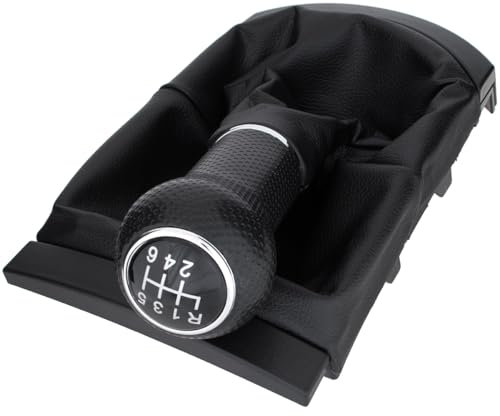 M MODECAR - Kompatibel mit Seat Ibiza III 02-09 Schalthebelknauf SCHWARZ + Schaltsack mit Rahmen 6 GÄNGE für 6Q0711113,