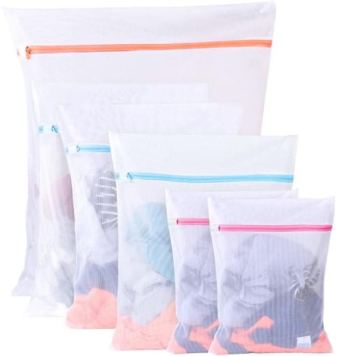 Lot de 6 filets de lavage pour machine à laver, 3 tailles de sacs de lavage, pour éviter la déformation et le pliage des vêtements, sacs à linge avec fermeture éclair pour pulls, chemises,