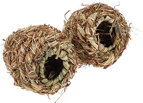 POPETPOP 2St Grasball Hase Gras Ratten Häschen-Naturkugeln Futter Käfig interaktives Hamster Trainingsspielzeug für Haustiere kauspielzeug für Kaninchen Brown