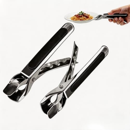 GIONAR 2 Stück hitzebeständige Edelstahl Küchenzange, rutschfeste Airfryer Zange mit Verbrühschutz, passend für Backöfen, Grillgeräte, Dampfgarer, Teller und Schalen