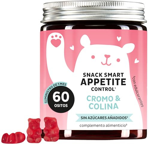 Bears with Benefits - Gummibärchen Chrom Cholin - Stoffwechsel - 60 Stück | Snack Smart Appetit Control - Chrom, Cholin, mit Pflanzenextrakten - Vorrat für 1 Monat - Ohne Zuckerzusatz, Vegan