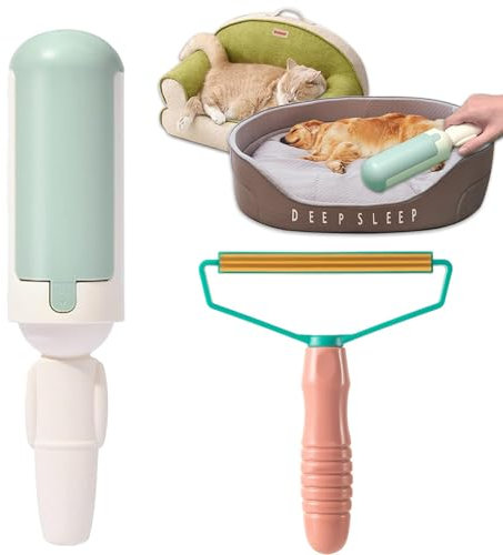Fusselrolle Wiederverwendbar, Tierhaarentferner bürste für mehrere Stoffkanten und Teppichkratzer, Fusselrolle Tierhaare, Fusselroller für Kleidung, Teppich & Sofa (2 Stück)