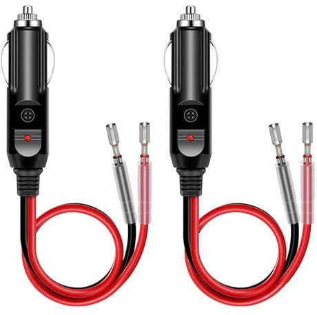 2 Pièces Adaptateurs Allume-Cigare Mâles avec Câble 16AWG 12V/24V, Prise Allume-Cigare avec Fusibles 15A,Voyant LED, Connecteur Universel pour Onduleur Voiture, Pompe à Air, Bouilloire Électrique