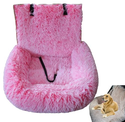 Siège de Voiture pour Chien, lit de Voyage pour Animaux de Compagnie avec Coussin épais, siège de Voiture pour Chien avec Ceinture de sécurité (Dégradé Rose, Moyen)