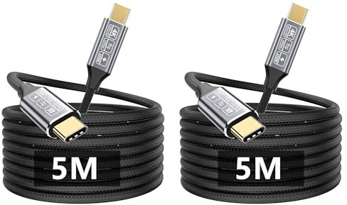 CAKOBLE [2 Pack 100W Cable USB C Carga Rapida 5m, USB 3.1 Gen2 10 Gbps Transmisión,5K/4K@60Hz Cable USB C a USBC pertain i-Phone 15 Pro/Max,SSD,Portátiles,Monitor,Hub USB-C