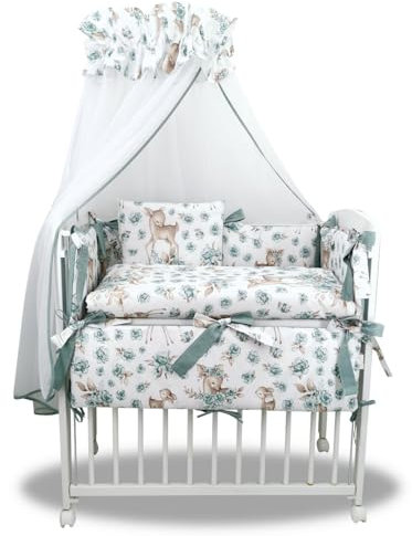 3in1 Beistellbett Baby 90x40 cm – Komplettbett mit REH-Motiv in Grün (grün)