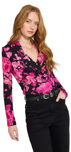 Joe Browns Women's Autumnal Floral Shawl Collar Wrap Front Jersey Top Blouse