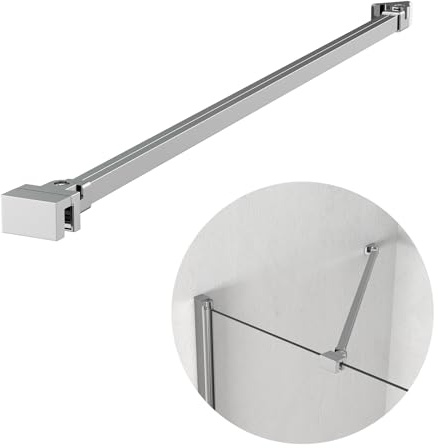 EMKE Dusche Stabilisator 50 cm Haltestange Stabilisierungsstange für Glasstärken 6-8 mm 180° verstellbare Duschwand Halterung für Walk-in Duschabtrennung Duschkabine