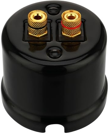 Aufputz Porzellan Retro Lautsprecherdose 2-fach, All-in-One, Serie QR1 schwarz