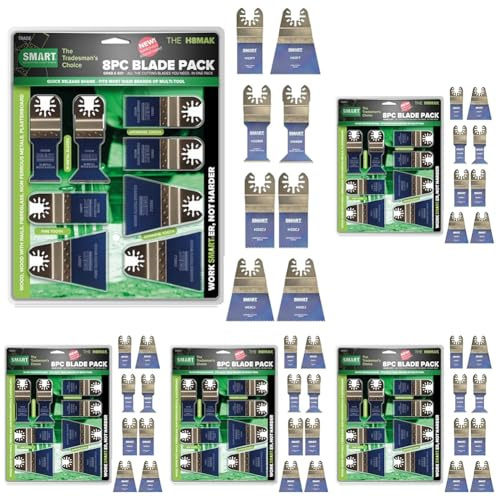 SMART 8 Piece Multi Tool Blade Set, 8 x Multitool Blades, H8MAK (Pack of 5)