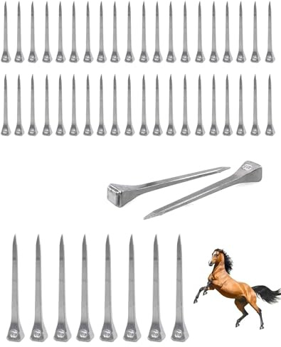 WINXMIN 50 Pezzi Chiodo a Ferro di Cavallo,sale per cavalli, 51 mm Chiodi per Zoccoli, Acciaio Carbonio, non Facile Arrugginire, Ferro di Cavallo Stabile Accessori Chiodi, per Riparare Ferri Cavallo