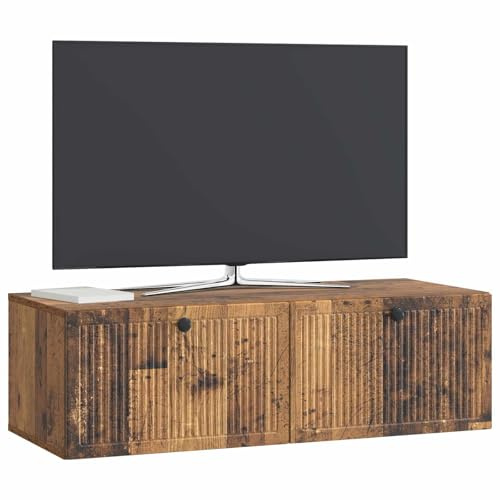vidaXL Wandmontierter TV-Schrank Altholz 98 x 41 x 30 cm Holzwerkstoff, Moderner Wohnraum, rechteckiger TV-Schrank, viel Stauraum, Wandmontage, kompakter Organizer fürs Zuhause