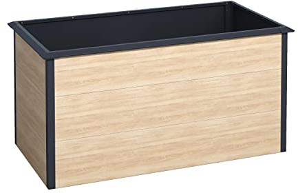 ESTEXO Design Hochbeet Gemüsebeet Pflanzkasten mit Schneckenkante Blumenkasten Beet (150x75x77 cm/Holz-Optik)