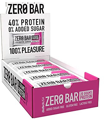 BioTechUSA Zero Bar Protein Snack - Low Sugar & Lactose-Free | Crispy Texture | Delicious Flavors | Ideal for Diets & Workouts, 20 * 50 g, Chocolate-Marzipan