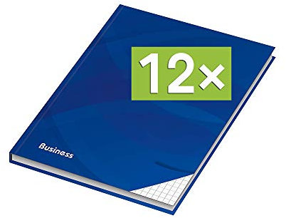 RNK - Verlag Notizbuch mit Hardcover-Einband, 96 Blatt, Notizheft, Tagebuch, Schreibbuch (12er Pack A4 (Kariert))
