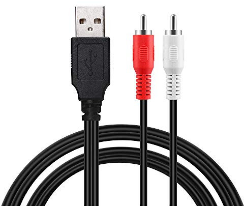 Duttek USB auf Cinch Kabel, USB 2.0 Stecker zu 2 Cinch Stecker Video AV A/V Wandler Camcorder Audio Capture Karte Splitter Adapter kabel für TV/Mac/PC (5 Ft / 1,5 m)
