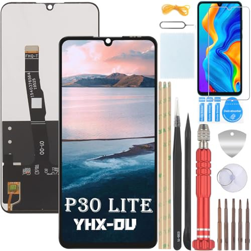 YHX-OU 6.15 Schwarz Display Für Huawei P30 Lite 48MP MAR-L21A MAR-L01A MAR-LX1A LCD Display Touchscreen Ersatz Bildschirm Glas Assembly mit Werkzeug+1 Stück Schutzfolie