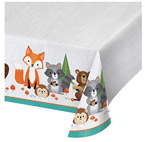 Creative Converting Wild One Woodland Kunststoff-Tischdecke, 1 Karat, 137, 2 x 259, 1 cm