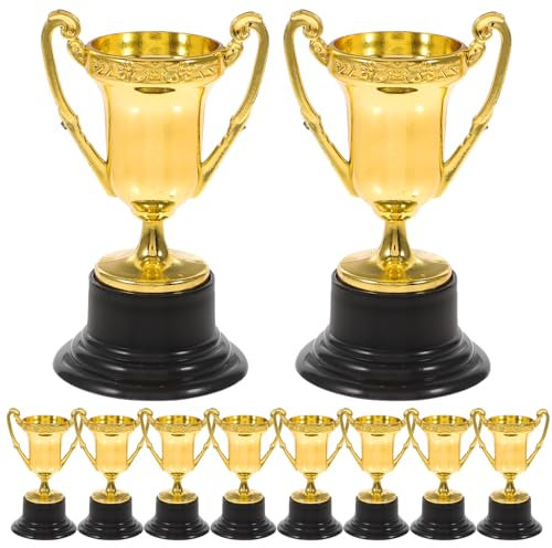 10Pièces Trophées Mini Plastique Or pour Garçon Fille Récompenses de Compétition et Jouets Éducatifs pour et Activités Scolaires