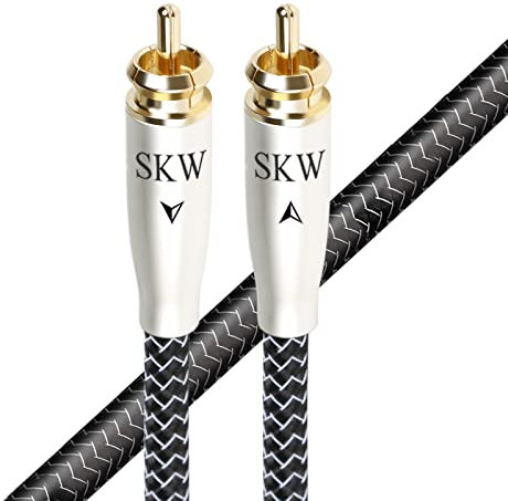 SKW Cavo coassiale digitale RCA di alta qualità, cavo coassiale da RCA a RCA S/PDIF in rame e argento per CD, diffusori, ricevitori AV, amplificatori, subwoofer - 5M