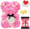Zodight Orso di Rose, Orsacchiotto Composto da Rosa Artificiali con Luce Led, Creativo Floreale Regalo, San Valentino Comprese Scatole Trasparenti Biglietti di Auguri