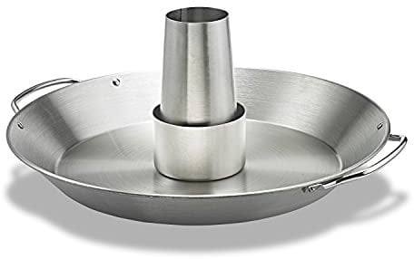 Supremery Asador de pollo de acero inoxidable, soporte para pollo con recipiente de aroma extraíble, accesorio para barbacoa y horno