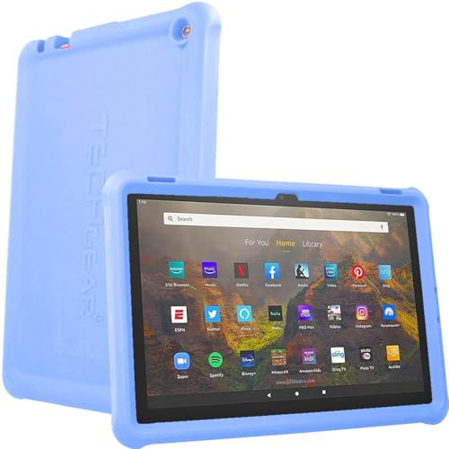TECHGEAR Funda Diseñado para Amazon Fire HD 10 (10,1) / HD 10 Plus (11ª generación, 2021) Resistente Antideslizante a Prueba de Golpes de Silicona Suave Funda Niños + Protector de Pantalla
