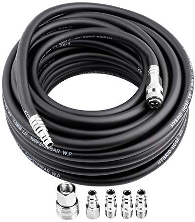 Kompressor Druckluftschlauch 15m PVC Pneumatikschlauch Kompressoren-Zubehör Innendurchmesser 9.5 mm, Außendurchmesser 15 mm 1/4 Europäische Schnellkupplung Arbeitsdruck 20 Bar