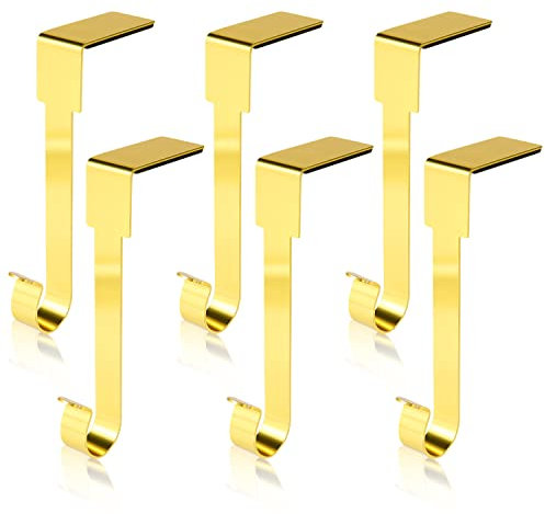 BOXOB 6 Stück Weihnachtsstrumpf Haken, Metall Kleine Haken zum Einhängen Weihnachtsstrumpf Weihnachtsstrumpf Halter Kaminsims Halter für Weihnachtsdekorationen (Gold), B13222