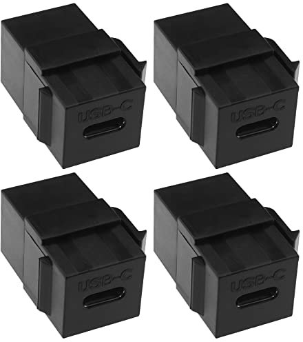 OTOTEC 4 adaptadores USB C Keystone USB 3.1 tipo C hembra a hembra Keystone Insertar adaptador de acoplador para placa de pared panel de conexión negro