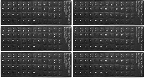 PATIKIL Portugués Teclado Pegatinas, 6 Paquete Universal Teclado Reemplazo Cubierta Esmerilada para Portátil Computadora Computadora, Negro Fondo Blanco Letras