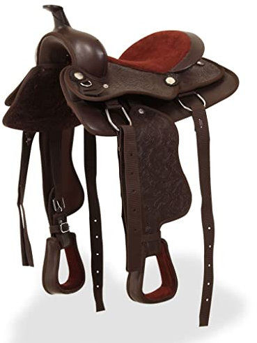 INLIFE Western-Sattel, Halfter & Brustblatt Echtleder 12 Braun,6.28kg,91350