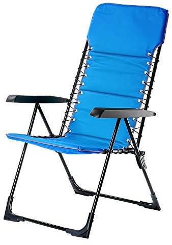 KADAX Gartenstuhl, Hochlehner aus Stahl, Klappstuhl mit Armlehnen, Klappsessel mit Traglast bis 110kg, Liegestuhl, Balkonstuhl für Camping, Terrasse und Garten (Blau)