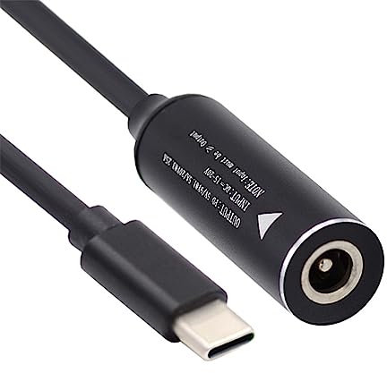 cablecc 3.5x1.3mm Entrada DC Jack a USB-C Type-C Power Plug Cable de carga para PD 9V 15V 20V 65W Laptop Phone