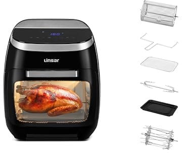 Linsar - Friggitrice ad aria calda 11L - Forno multifunzione con tecnologia VORTX - Set completo di accessori - Controllo preciso della temperatura 65-200°C - 8 impostazioni preprogrammate - 2000W