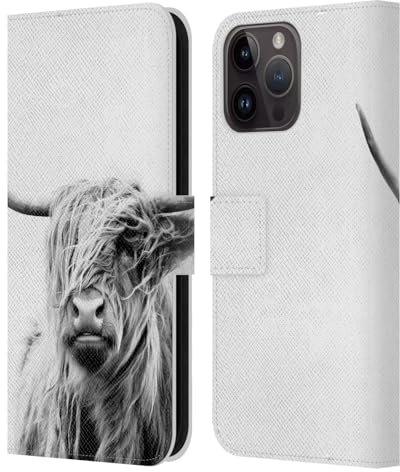 Head Case Designs Officially Licensed Dorit Fuhg Portrait of a Highland Cow Travel Stories Leather Book Wallet Case Cover Compatible With Apple iPhone 15 Pro Max