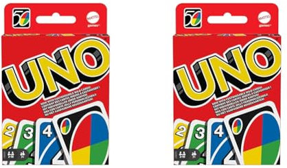 Mattel Games W2087 - UNO Kartenspiel und Gesellschaftspiel, geeignet für 2-10 Spieler, Kartenspiele und Gesellschaftsspiele ab 7 Jahren (Packung mit 2)