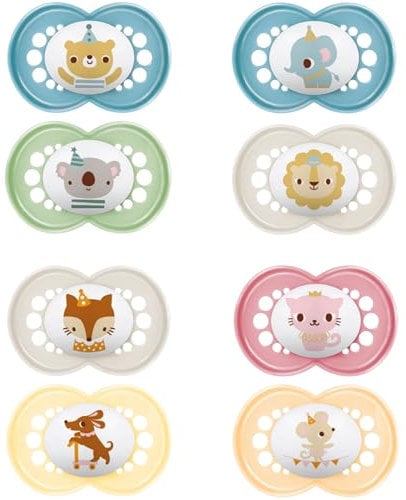 MAM | Sucette Original Animaux 18+ mois (2 pièces) coloris aléatoire – Tétine en silicone symétrique et anatomique – Tétine bébé avec boîte de transport et de stérilisation