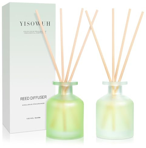 YISOWUH Raumduft-Duftstäbchen-Diffuser – Leinen & Jasminlilie 3,38 oz (100 ml) 2 Packungen Duftstäbchen-Diffusor-Set mit ätherischen Ölen und 16 Stäbchen, langanhaltender Duft für Zuhause