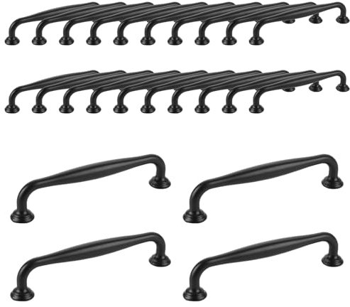 JMIATRY Lot de 24 Poignee de Meuble Cuisine 128MM, Poignée Meuble Cuisine, Poignee de Meuble Cuisine noir pour Armoires de Cuisine, Placard, Tiroir