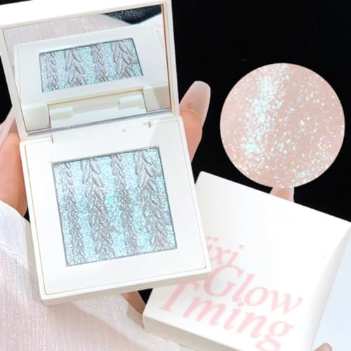 KARLOR Highlighter Palette, Blau Highlighter Puder Diamant Highlighter Make up Kristall Eisblau Glitzer metallic Highlighter Gesicht Wange Highlighter Face Augen Glitzerschimmer (01#blau)