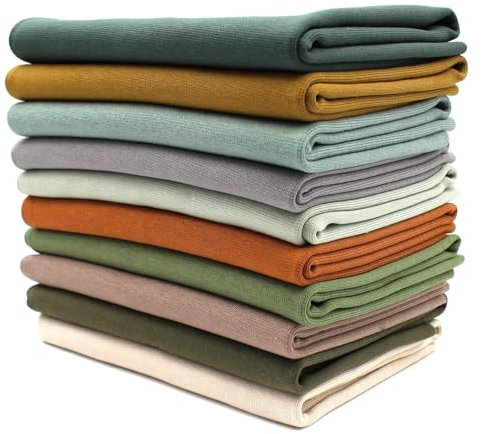 10x 0,25m Bündchenstoff Set Schlauchware 95% Baumwolle, 5% Elasthan Auswahl Jersey (Natur 2, 10er Set)