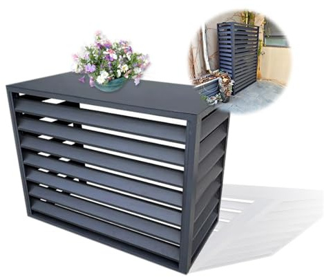 Wetterfestes-Klimaanlagen-Abdeckung Für Außengeräte Aluminium-Klimaanlagen-Zaun Verstecken Und Schutz Dekorativer Sichtschutz Weiß/Grau/braun (Color : Gray, Size : 100x50x70cm)