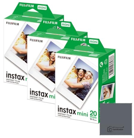 Fujifilm Mini Film : 60 photos au total (10 feuilles x 6) – Multipack pour appareils photo instantanés Fujifilm – OptiSwipe Bundle