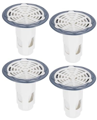 QUARKZMAN Valvola Antiriflusso Scarico Pavimento per Doccia, Valvola per Fognatura Antiodore Inserto Centrale Tappo Scarico Raccogli Capelli per Cucina Bagno Balcone, Bianco 4 Pezzi